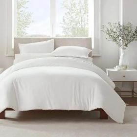 Serta Simply Clean Pleated Duvet Cover Queen (Option: white)