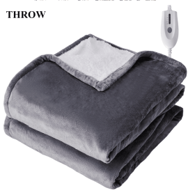 edx Electric Heated Blanket, Dual Zone Control, 10 Heat Settings, Auto-Off, Flannel Sherpa Fabric (size: Throw)